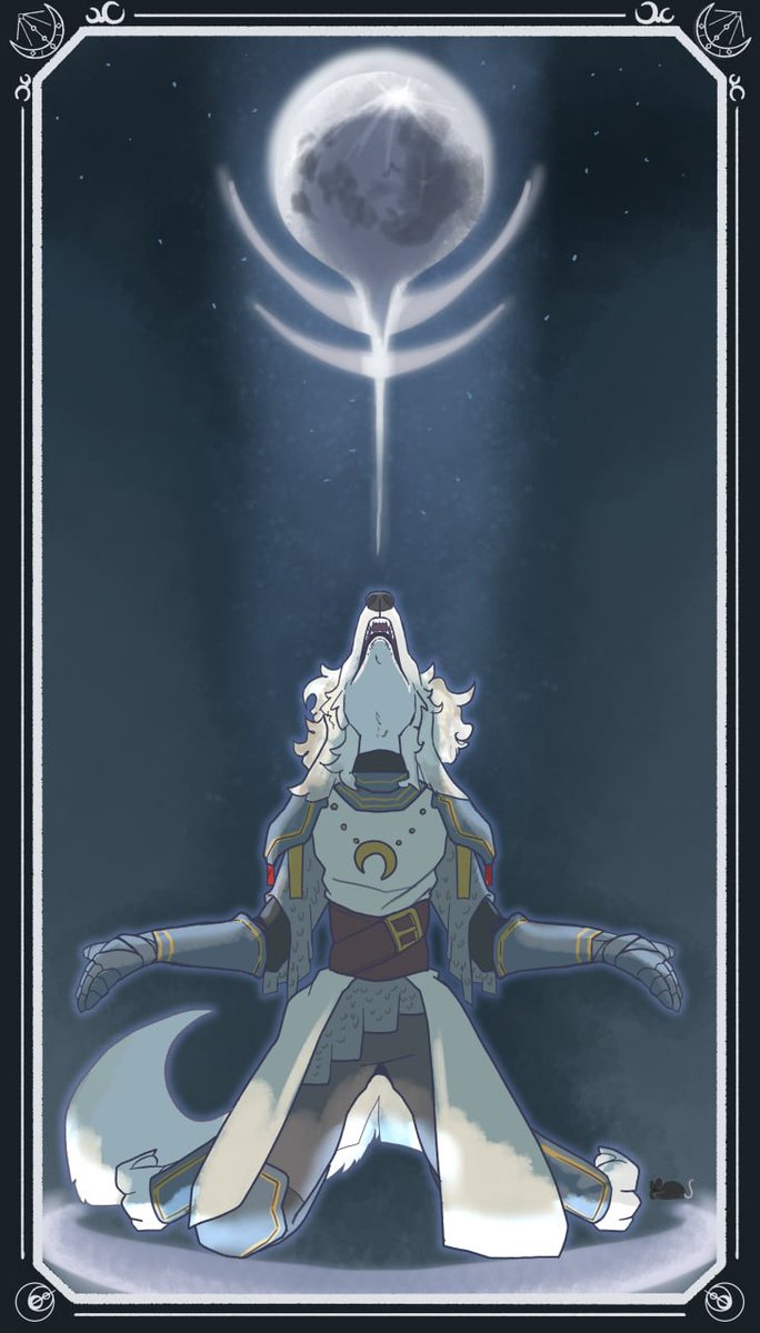 Ripley howling at the moon. I wanted to do something that could be like a tarot card :3