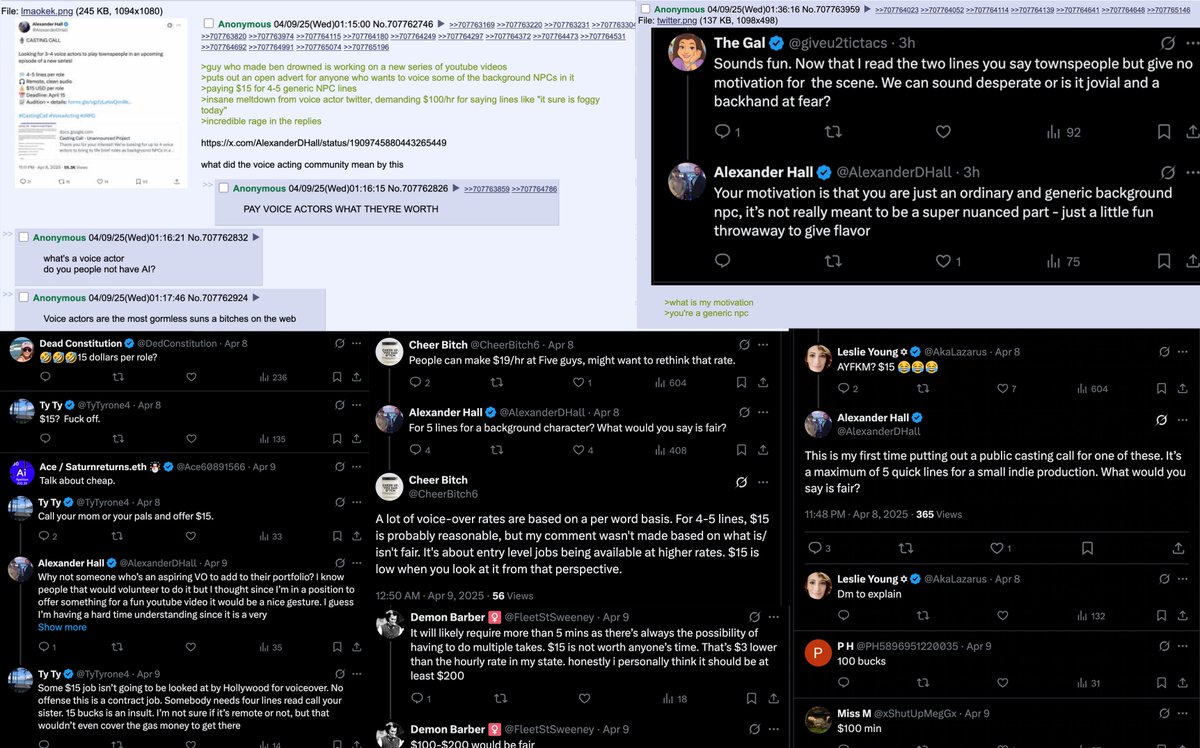 Pirat_Nation's tweet photo. Creator of Ben Drowned tries to hire voice actor "extras" on Twitter to voice background npcs for a new youtube video series... offers $15 for 5 min of work. VO twitter demands $100/hr and tears him to shreds https://t.co/YJ33ceLDqf