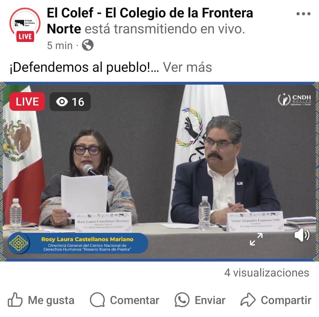 Desde la ⁦<a href="/CNDH/">CNDH en México</a>⁩ trascendental reunión de los Centros Públicos de Investigación de la Coordinación de Humanidades y Ciencias Sociales de la ⁦<a href="/Secihti_Mx/">Secretaría de Ciencia</a>⁩ ⁦⁦<a href="/rosauraRuiz4/">Rosaura Ruiz</a>⁩ ⁦<a href="/violetavr/">Violeta Vázquez-Rojas</a>⁩ ⁦<a href="/elcolef/">El Colef</a>⁩