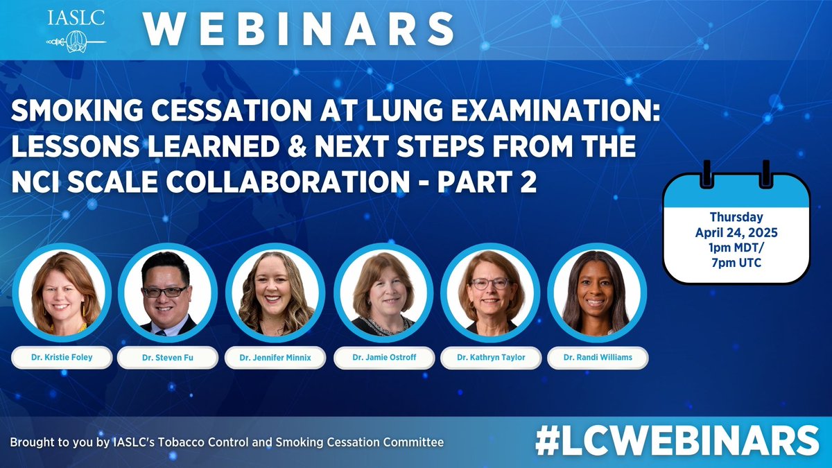 Catch part 2 of our webinar series "Smoking Cessation at Lung Examination." Leading experts explore best practices, challenges &amp; research from the NCI #SCALECollaboration in the context of lung cancer screening.

🗓️ Don't miss this vital discussion!
🔗 bit.ly/SCLEPNCI