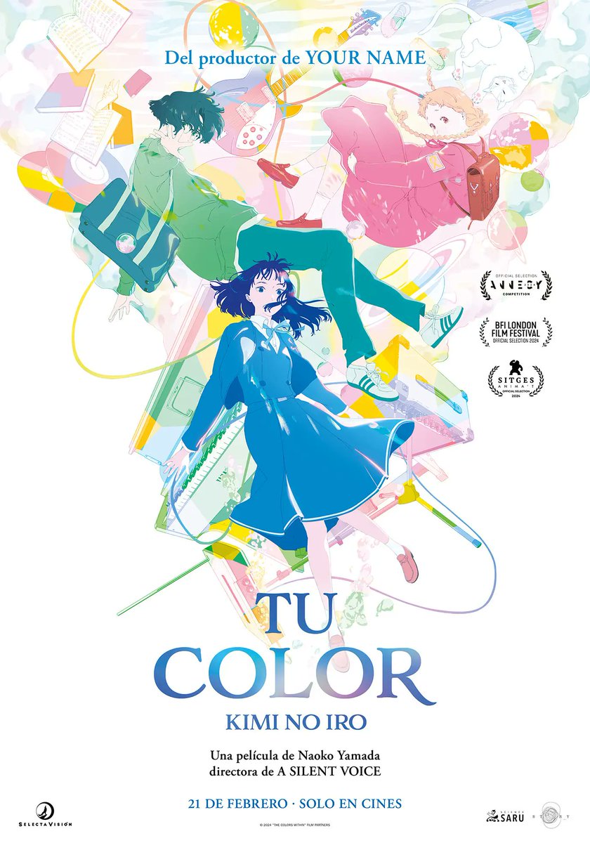 ObraRecomendada's tweet photo. Película: Kimi no Iro
Género: Drama
Dirección: Naoko Yamada
Año: 2024
Estudio: Science Saru
Distribuidora: @SelectaVision 

Reseña: https://t.co/vPE5qPXj5c
Trama y tráiler de la película: https://t.co/nTrxSHtKLJ https://t.co/fSoNwkiLCT