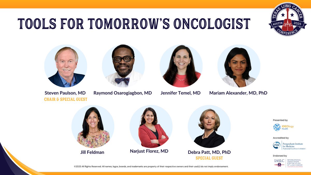 TLC Conference (@tlcconference) on Twitter photo Get ready for 'Tools for Tomorrow’s Oncologist' at #TexasLung25 starting at 3:30 PM with special guests Drs. Steven Paulson and <a href="/dapattmd/">Dr. Patt</a> and other leading experts. <a href="/ROsarogiagbon/">Raymond Osarogiagbon, MBBS, FACP</a> <a href="/jillfeldman4/">Jill Feldman</a> <a href="/NarjustFlorezMD/">Narjust Florez, MD, FASCO</a> hubs.la/Q03g5QJD0 Get ready for 'Tools for Tomorrow’s Oncologist' at #TexasLung25 starting at 3:30 PM with special guests Drs. Steven Paulson and <a href="/dapattmd/">Dr. Patt</a> and other leading experts. <a href="/ROsarogiagbon/">Raymond Osarogiagbon, MBBS, FACP</a> <a href="/jillfeldman4/">Jill Feldman</a> <a href="/NarjustFlorezMD/">Narjust Florez, MD, FASCO</a> hubs.la/Q03g5QJD0