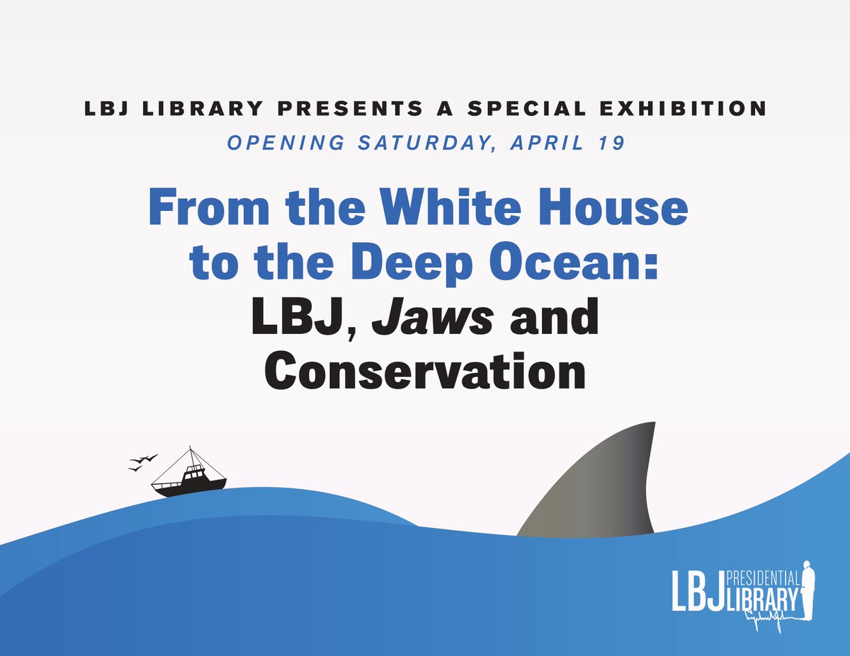 🦈 Did you know the author of #Jaws was once a speechwriter for LBJ?
Peter Benchley later regretted fueling fear of sharks—and spent his life fighting to protect them.  Learn more at @lbjlibrary’s new exhibit, opening April 19.
🔗 bit.ly/3Ei1eUq 
📷: Yoichi Okamoto