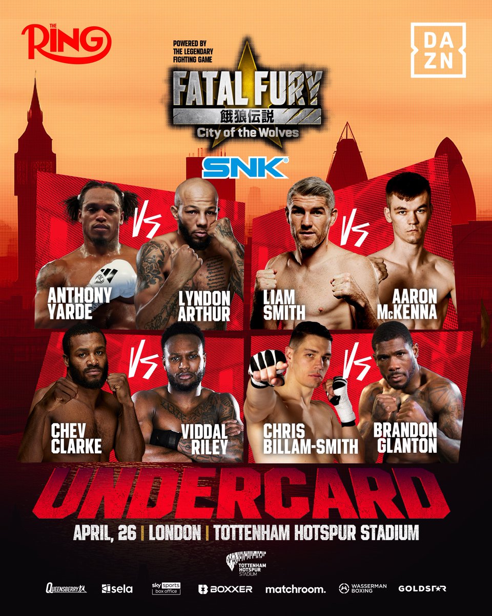 Before the main event ignites, the wolves are unleashed 🐺🥊
The undercard  is stacked with warriors: 

🥊 Yarde vs Arthur
🥊 Smith vs McKenna
🥊 Riley vs Clarke 
🥊 Billam-Smith vs Glanton
By the time Eubank and Benn touch gloves… the ring will already be on fire 🔥

📍