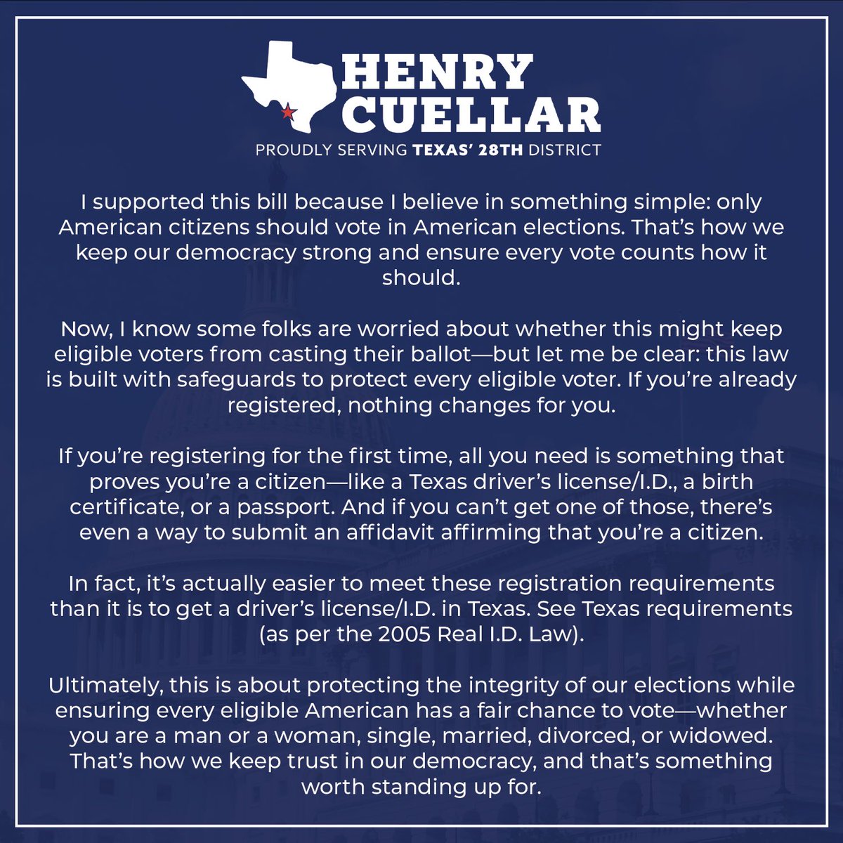Rep. Henry Cuellar tweet media