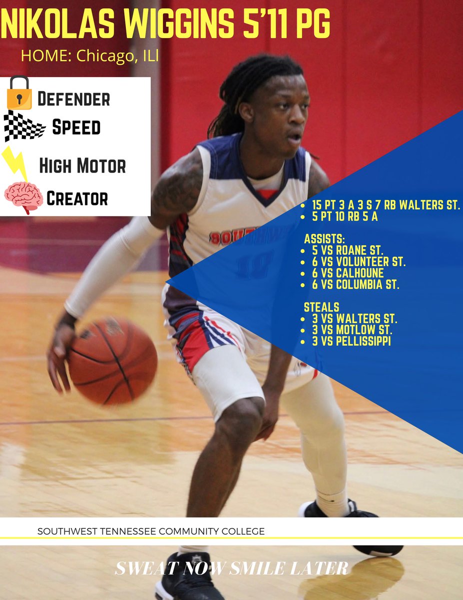 swtncc_menbball's tweet image. ⚠️ATENTION 4 Yr Coaches‼️Nikolas Wiggins 5’11 PG is still available!
✅Floor general/creator
✅Lockdown Defender
✅Leader
✅Push the pace
#SaluqisHoops 📚🏀 #SweatNowSmileLater 🪵🪓