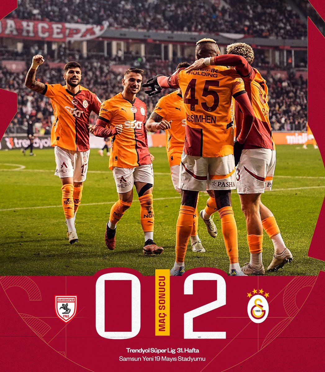 Zor deplasman,
Değerli bir galibiyet.
Kalan 7 maç, 7 final.
Mücadeleye,
Çalışmaya devam..
Bırakmak yok,
Tebrikler bizim takım.

#SAMvGS
#GalatasaraySK 

_  _  _