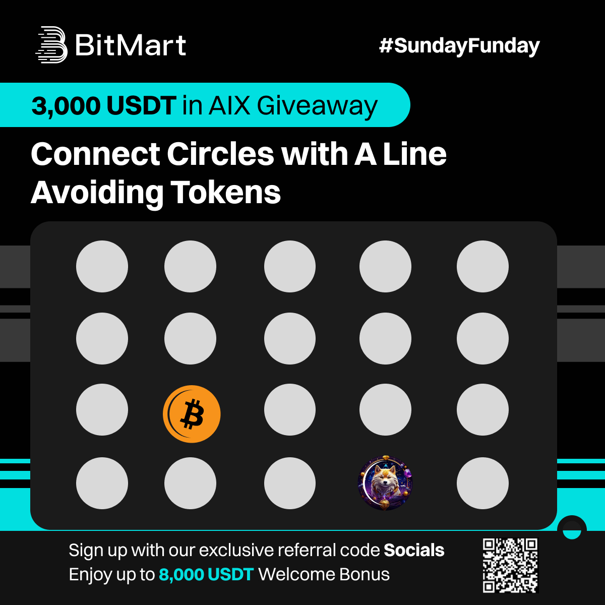 Connect circles with a line avoiding token contact to win a share of 3,000 USDT in #AIX! 🤑

1️⃣Follow <a href="/BitMartExchange/">BitMart</a>
2️⃣Quote RT your answer &amp; tag 3 friends
3️⃣Fill in this form: forms.gle/UQh9gKndfVa4R3…

#BitMart $BTC $AIX #crypto #giveaway #airdrop