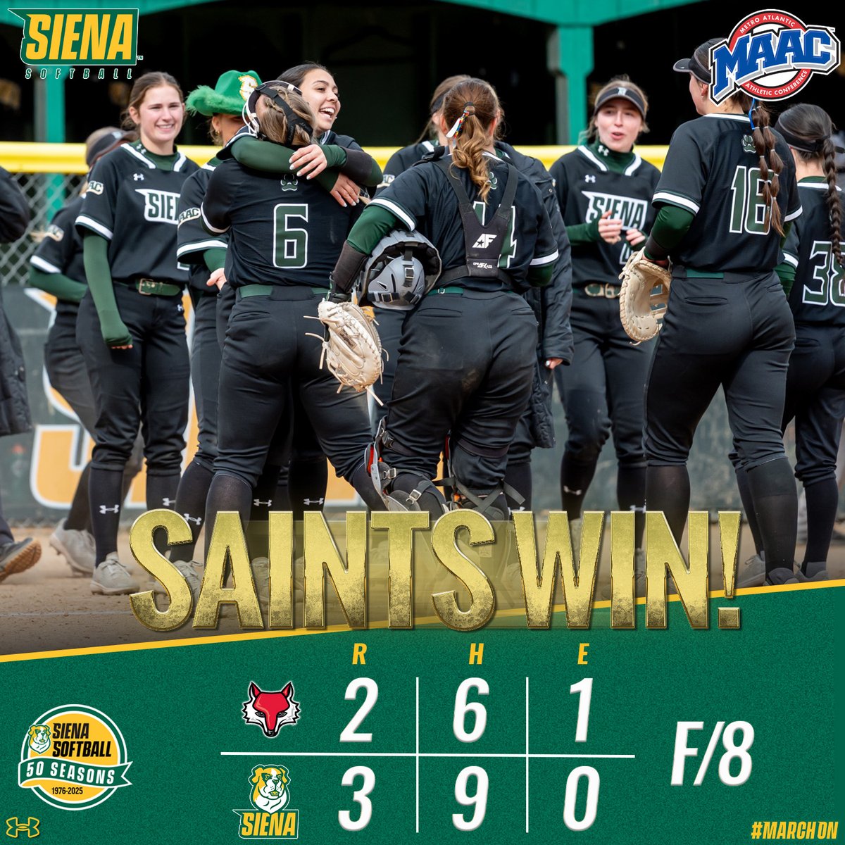 Siena Softball (@siena_softball) on Twitter photo STREAK SNAPPED!
<a href="/gianna_dimeglio/">Gianna DiMeglio 2024</a> ends it in the 8th to put a stop to Marist's 19-game winning streak - which was the longest in the nation - and hand the Red Foxes their first <a href="/MAACSports/">#MAACSports</a> loss!
#MarchOn x #MAACSoftball x #NCAASoftball STREAK SNAPPED!
<a href="/gianna_dimeglio/">Gianna DiMeglio 2024</a> ends it in the 8th to put a stop to Marist's 19-game winning streak - which was the longest in the nation - and hand the Red Foxes their first <a href="/MAACSports/">#MAACSports</a> loss!
#MarchOn x #MAACSoftball x #NCAASoftball