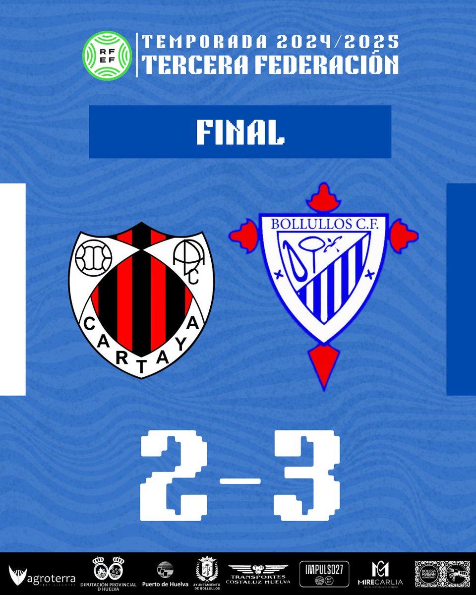 ⏹️⌛ ¡Final del partido!

ADC 2️⃣-3️⃣ BCF

⚽️ Goles de Pedro Chacón, Leo Merino y Juan Becken. 

Victoria de mérito de los pupilos de Calle en un siempre campo difícil. ¡Seguimos, afición!

#CartayaBollullos #VamosMiBollullos