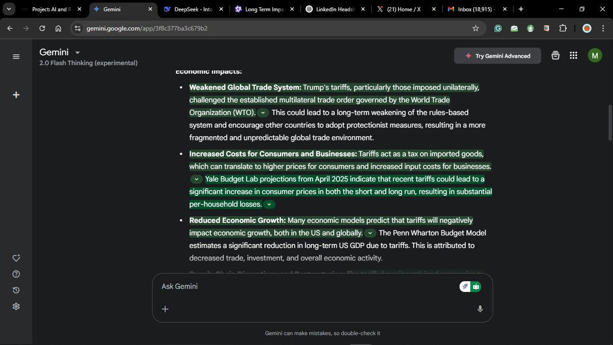Baron_Baltimore's tweet photo. 🧠💬 Just had a deep dive with Gemini on the long-term global impacts of Trump’s tariffs — from reshaped supply chains to shifting geopolitical power. The world of trade is changing fast. #ALX_AiSK @alx_africa https://t.co/K7D8ZtIc5C