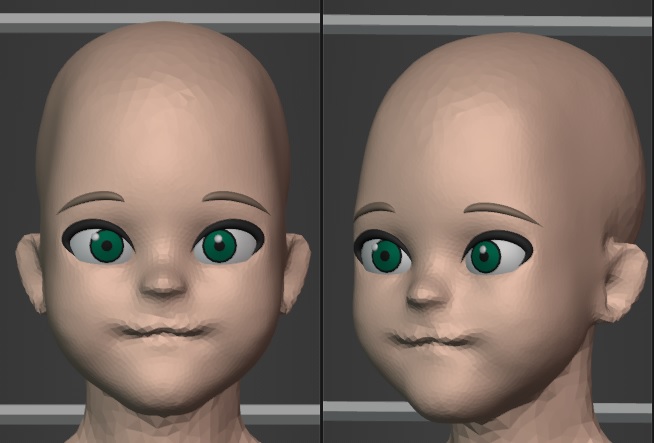 SapienPark's tweet photo. Shifted more towards anime/cartoony. Keeping the sculpt simpler with smoother features is probably for the best. Texturing with SSS skin will be most important.

I'm looking forward to making her arms/hands. Nothing cuter than tiny pudgy baby hands. Another smol challenge. https://t.co/t30nxu11L5