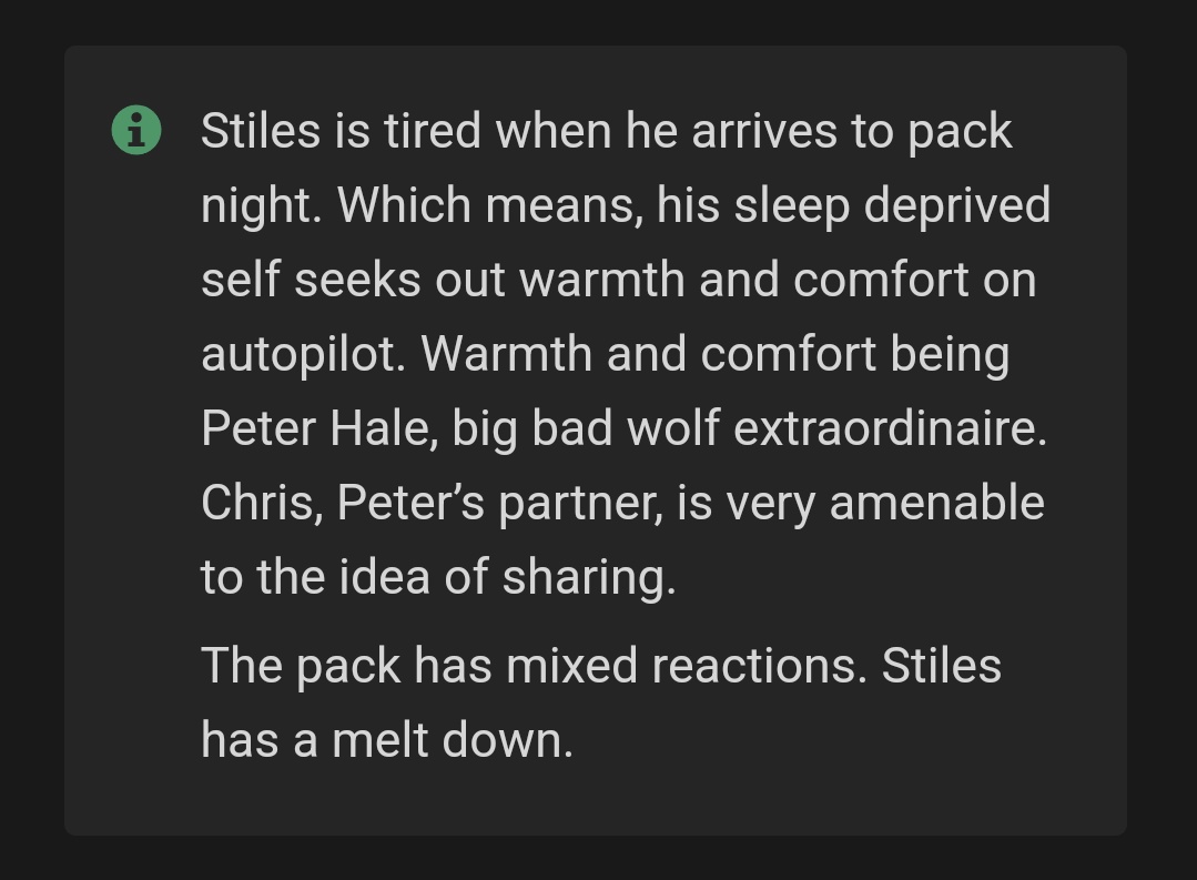 iamblufairy's tweet photo. also changed the plot (a little.) it was established relationship before, now only peter and chris are dating and stiles is just hopelessly in love. https://t.co/WrNVYTYxcG
