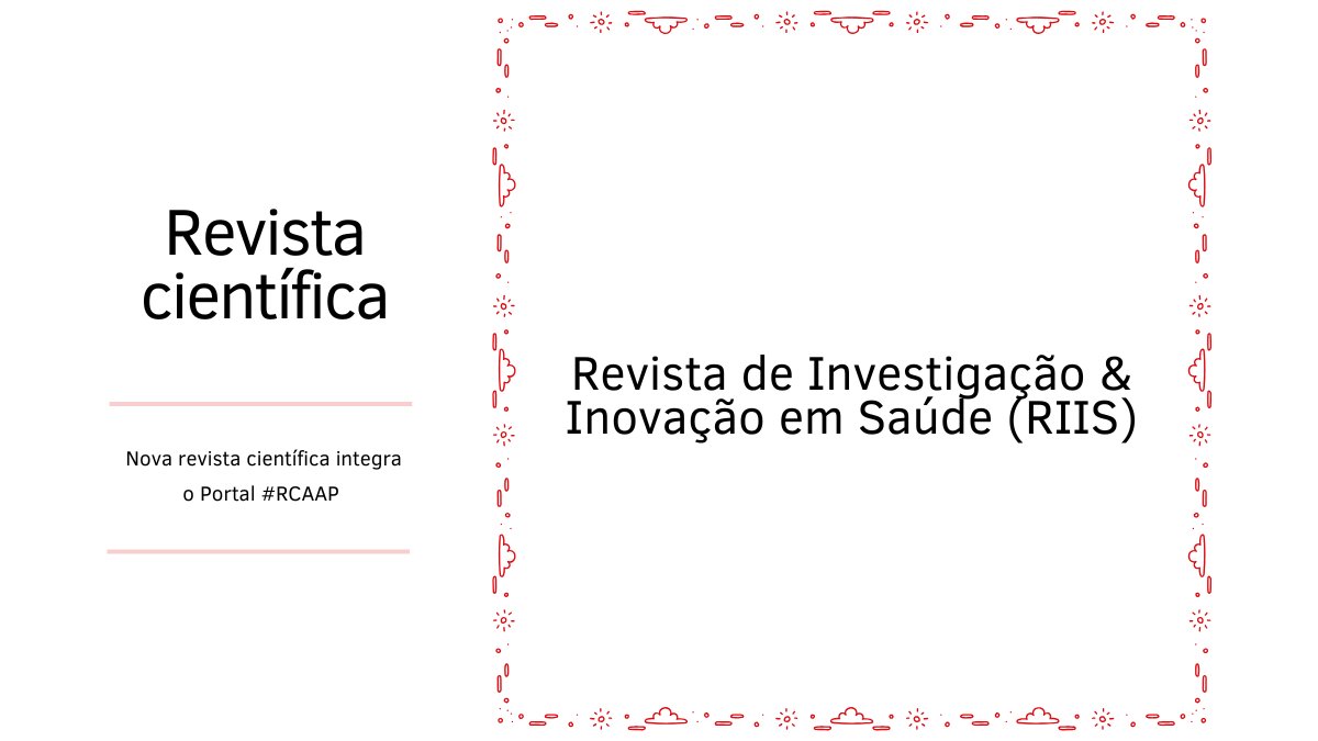 rcaap's tweet image. 👌Terminamos a semana com uma última novidade! 😉
A Revistas de Investigação &amp;amp; Inovação em Saúde (RIIS) pertence à Escola Superior de Saúde Norte da Cruz Vermelha Portuguesa passou a integrar o Portal #RCAAP. Bem-vinda! 📷📷
blog.rcaap.pt/2025/04/11/rev…