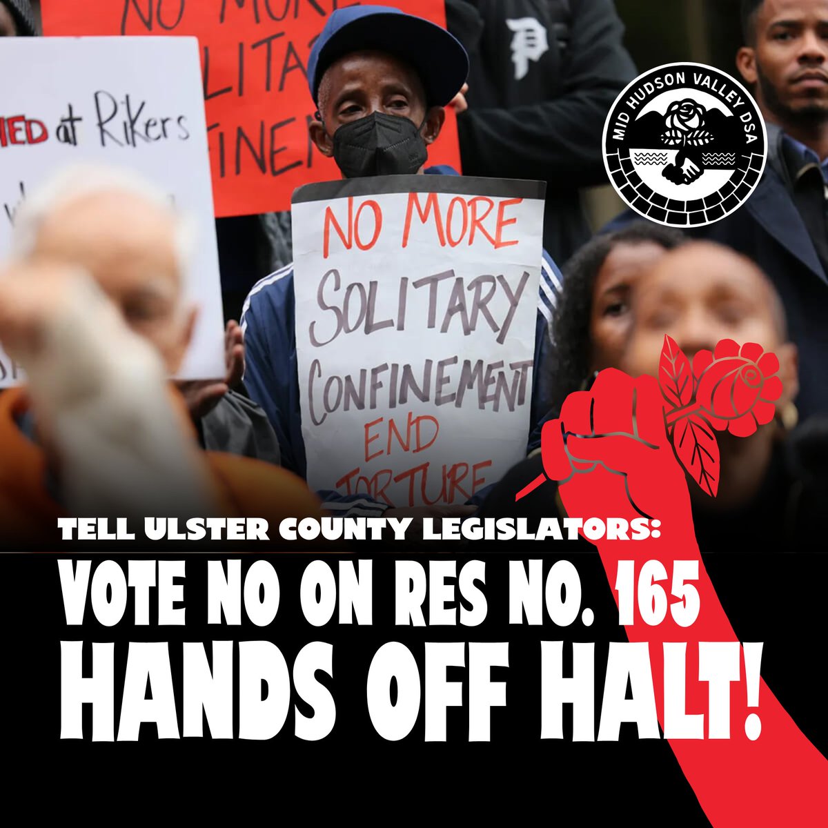 mhvdsa's tweet photo. Solitary confinement is torture. Tell your Ulster County legislator: HANDS OFF HALT, vote NO on Res. 165 that repeals or amends HALT https://t.co/cHqI4FxfXk https://t.co/Nm8yAX7JVj