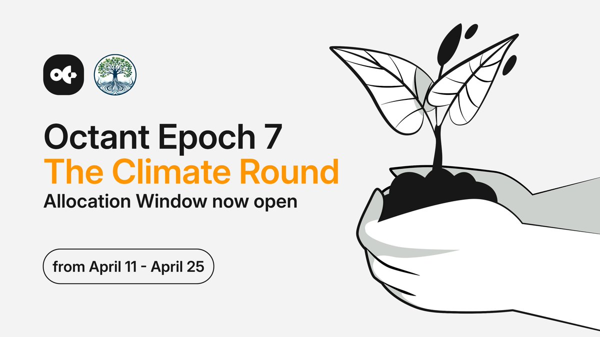 📯 🚨 Epoch 7 Allocation Window is officially OPEN! Make sure to allocate before 25 April.

⭐ We’ve got an amazing lineup of projects in our first-ever climate round (check em out, show some love)

🎙️ Join us for Spaces next week with our Epoch 7 projects. We're live Monday to