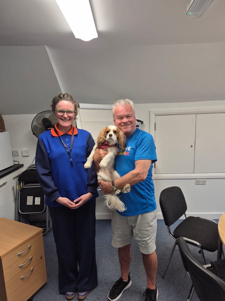 The ⁦<a href="/CosgroveCare/">Cosgrove Care</a>⁩ Co Chair, Donny Lyons and lovely mascot Betsy meet our new Director of Services, Laura Crichton. Donny is sporting his new Cosgrove 65th anniversary t shirt- celebrating 65 years of delivering care and support!