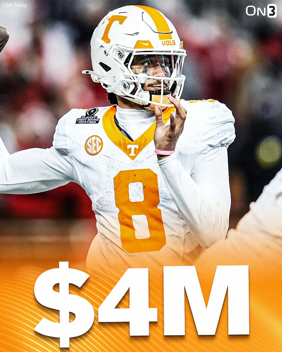 On3's tweet photo. NEW: Nico Iamaleava's reps wanted to see his NIL deal upped to the '$4 million range' before the winter portal closed, @ClowESPN reports👀

"Tennessee officials said they 'weren’t going to blink.'" 

https://t.co/KVZmyZiy2E