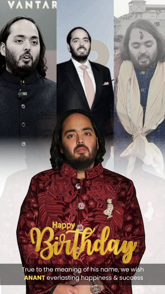 Allenvarghese4's tweet photo. Anant Ambani celebrates his 30th birthday today! 🎉 May this milestone year bring you immense joy, prosperity, and countless cherished moments. Anant Dada Happy Birthday #HBDAnantAmbani @anantdadaambani https://t.co/N6akuxe7HY