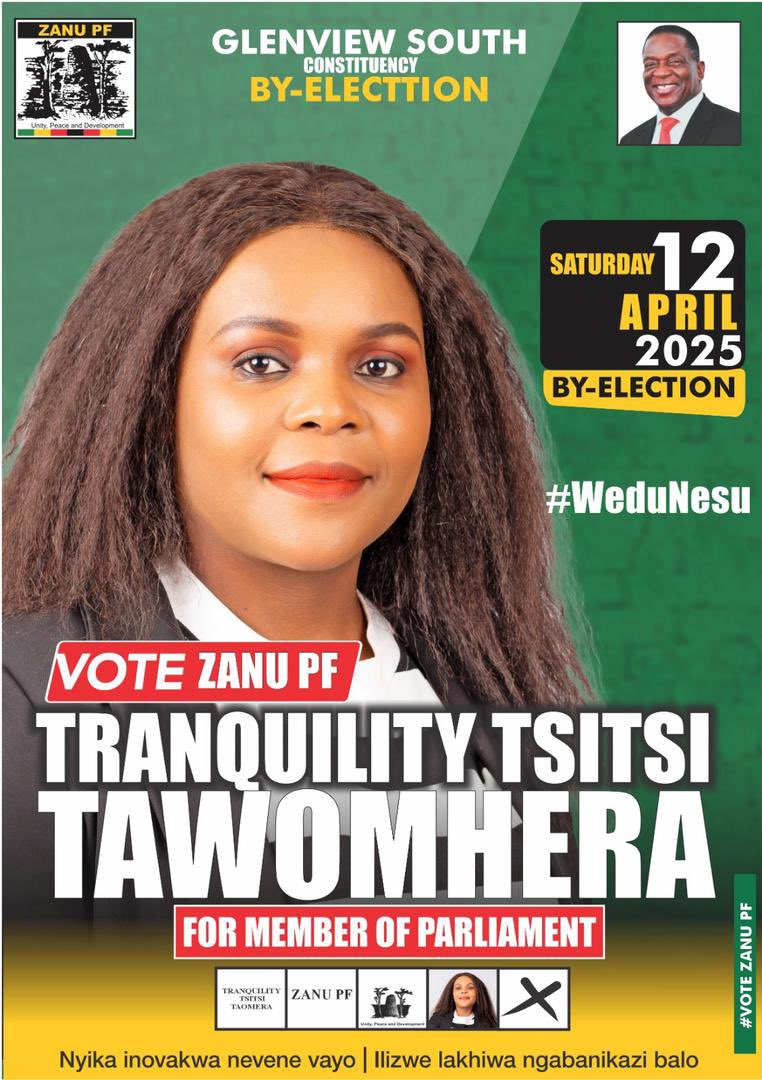 Our candidate for Glenview South is ready. Her mission was simple; to articulate the National Development Revolution to her constituents and propose ways and means towards #TotalYouthEmpowerment. So far so good, tomorrow she seeks the mandate to represent Glenview South in