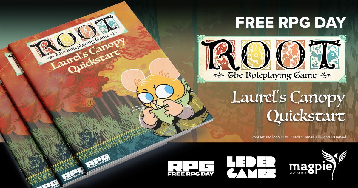 FreeRPGDay's tweet photo. Laurel’s Canopy is tangled in outdated law, twisted by the Clerkdom. As the Corvid Conspiracy spreads and revolution brews, can Nanit Osprey restore order? Discover the drama this #FreeRPGDay. @magpiegames 🔥🦉🗡️ #RootRPG #WoodlandTension https://t.co/D3hRR4l36D