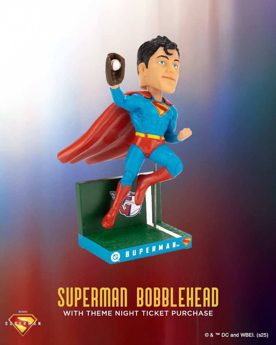 CleGuardians's tweet photo. Truth, Justice, and a Better Tomorrow. 

The Guardians are excited to host DC’s Superman™ Night Wednesday, July 23, at Progressive Field. Fans will have a chance to show off their Superman™ pride with a Metropolis Meteors t-shirt giveaway for the first 15,000 fans.

Plus, purchase a special Theme Night ticket to get a seat to the game and a limited-edition a Superman™ bobblehead. Whether your favorite character is Clark Kent, Krypto, or any of their other friends or foes, get your tickets now for this fun night at the ballpark.

#GuardsBall