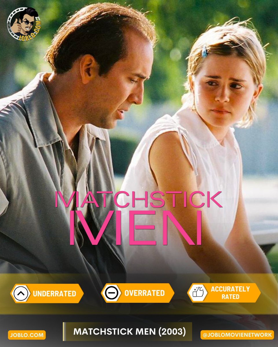 joblocom's tweet photo. We want to know is Matchstick Men (2003) overrated, underrated or accurately rated? Leave a comment down below! 🎥👇 

#JoBloMovies #JoBloMovieNetwork #MatchstickMen #MovieRatings #underratedmovies #overratedmovies https://t.co/RBNQKTwCo7