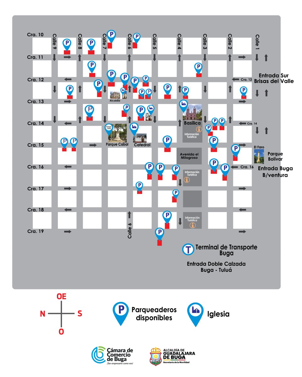 ¡Visita el centro histórico de Buga con tranquilidad y seguridad! 🚗🛵 
Contamos con más de 800 cupos para carros y 1600 para motos, para que disfrutes de tu recorrido sin preocupaciones.

Vive la historia, la tradición y la fe de nuestra ciudad.
🕊️ Esta Semana Santa, Buga te