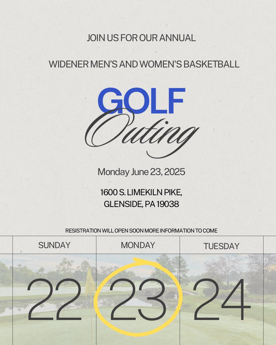 Save the date!!!! Show off your golf skills at our annual Widener Men’s and Women’s Basketball Golf Outing! More information will be out soon! ⛳️ 🏀