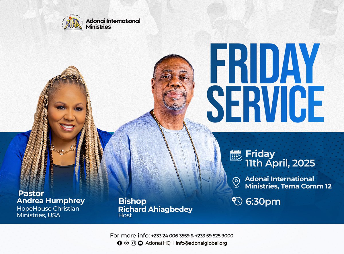 adonai_hq's tweet image. Don’t miss tonight’s Destiny Encounter with Pastor Dr. Andrea Humphrey!
Join us at 6:30 PM and come with a friend or loved one. See you there!
#FridayService