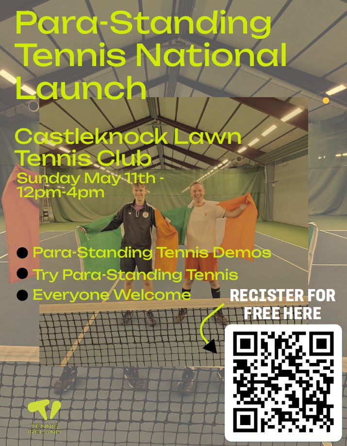 IWA-Sport (@iwasport) on Twitter photo Want to try something new? Come along to the Para-Standing Tennis National Launch at Castleknock Lawn Tennis Club on Sunday 11th May!
<a href="/Tennis_Ireland/">Tennis Ireland</a> <a href="/sportireland/">Sport Ireland</a> <a href="/ParalympicsIRE/">Paralympics Ireland</a> Want to try something new? Come along to the Para-Standing Tennis National Launch at Castleknock Lawn Tennis Club on Sunday 11th May!
<a href="/Tennis_Ireland/">Tennis Ireland</a> <a href="/sportireland/">Sport Ireland</a> <a href="/ParalympicsIRE/">Paralympics Ireland</a>