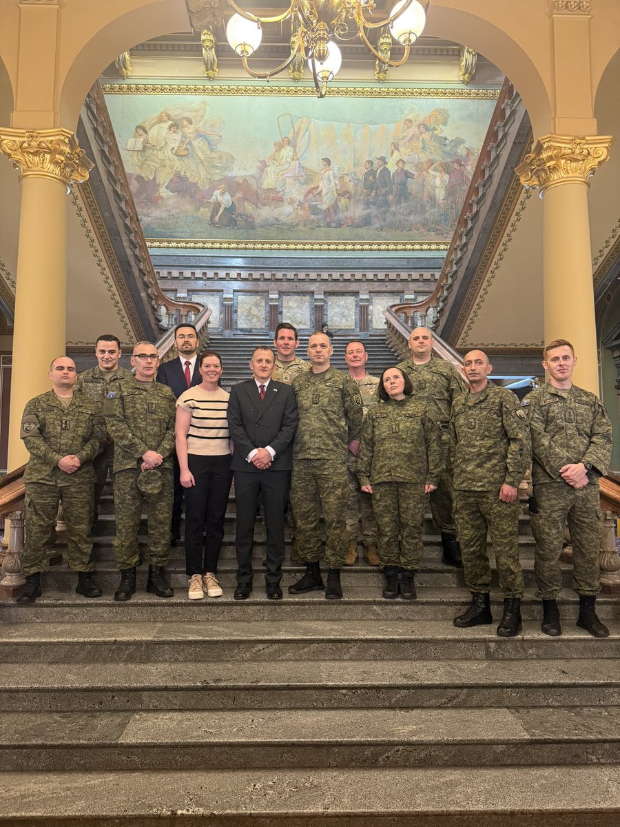 Kosovo Consulate Iowa (@kosovoinia) on Twitter photo Thank you to the members of the Kosovo Security Force and the <a href="/IowaNatGuard/">Iowa National Guard</a> for their visit and continued dedication.
The cooperation between the KSF and the Iowa National Guard is one of the main pillars of the strong and multifaceted partnership between the Republic of Kosovo Thank you to the members of the Kosovo Security Force and the <a href="/IowaNatGuard/">Iowa National Guard</a> for their visit and continued dedication.
The cooperation between the KSF and the Iowa National Guard is one of the main pillars of the strong and multifaceted partnership between the Republic of Kosovo