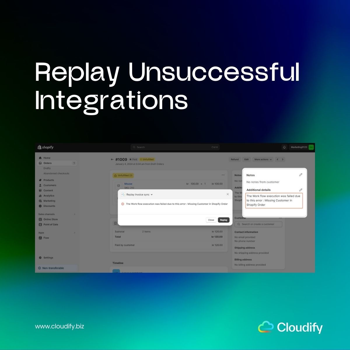 Cloudify_biz's tweet image. Discover how our Error-replay feature ensures nothing falls through the cracks in your Shopify-Fortnox integration. Perfect accounting reconciliation every time! 

#shopify #fortnox #cloudify #invoice #accounting #integration