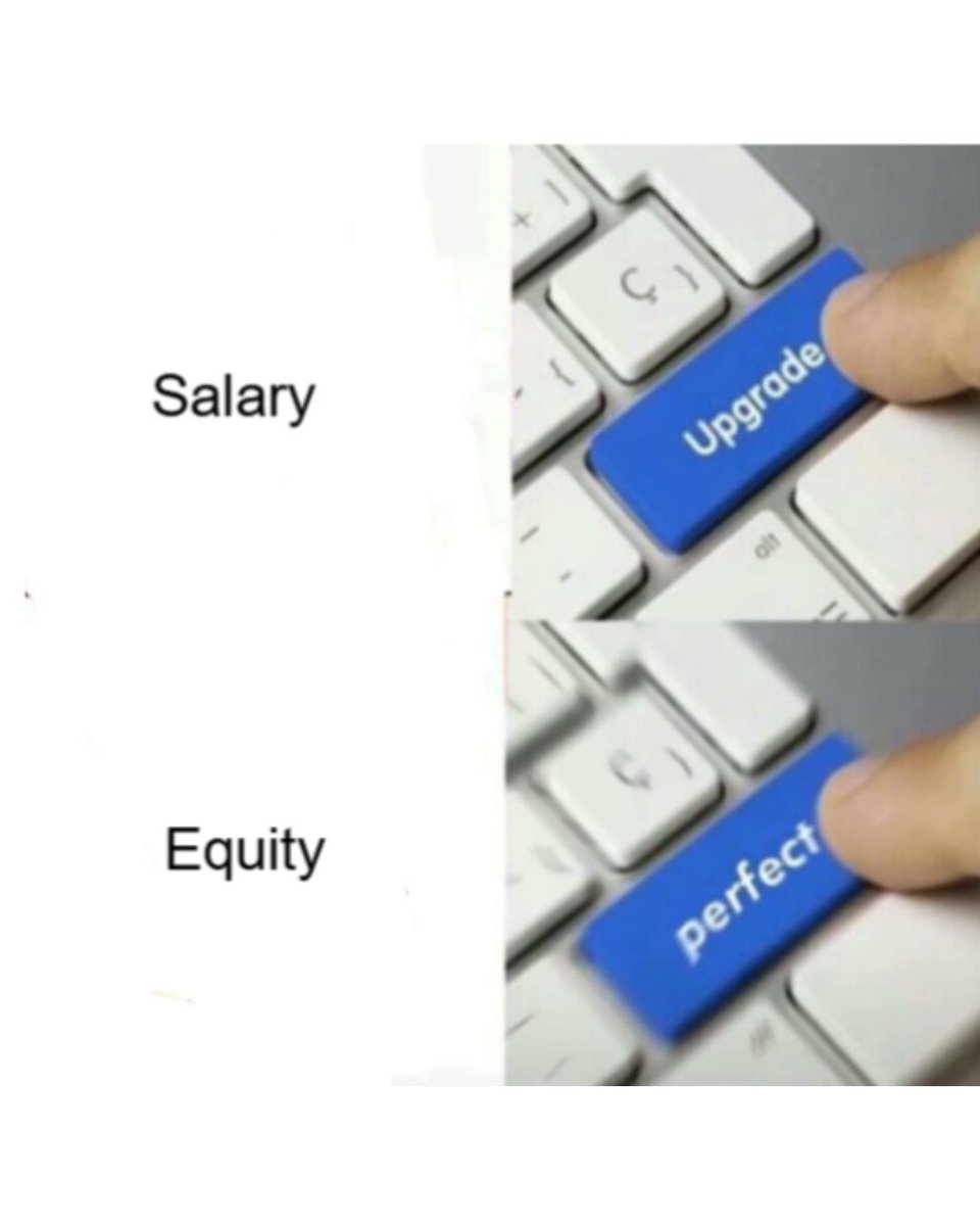 A base of salary pays the bills. It reduces your stress. And it gives you the luxury of time to wait for yoru equity payday.
.
But salary will not lead to large step-function increases in your wealth.
.
Only ownership will do that.
.
Build equity early and often!