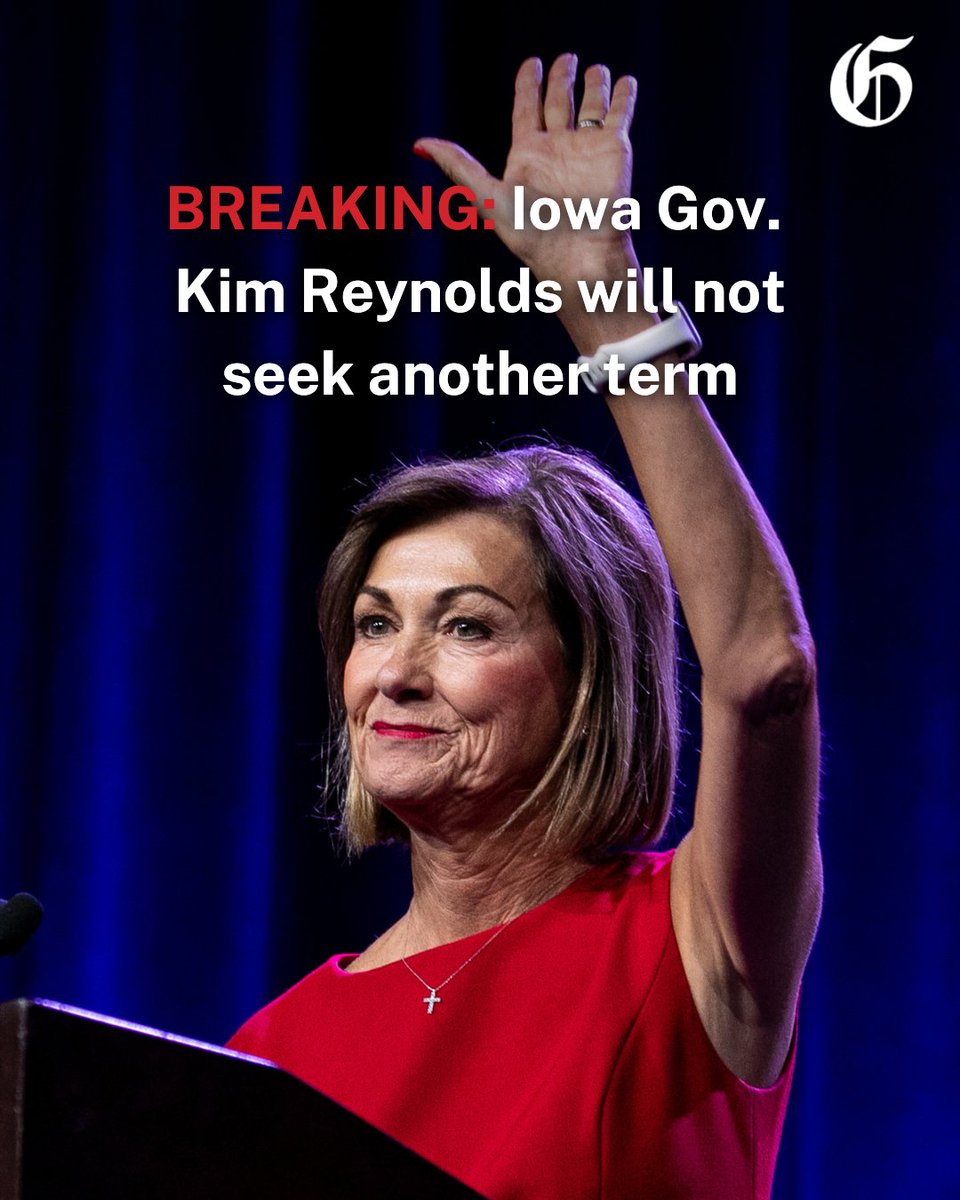 gazettedotcom's tweet photo. BREAKING: Iowa Gov. Kim Reynolds announces she will not seek a third term https://t.co/aUyz4rH5o6 https://t.co/DoReBgUVhM