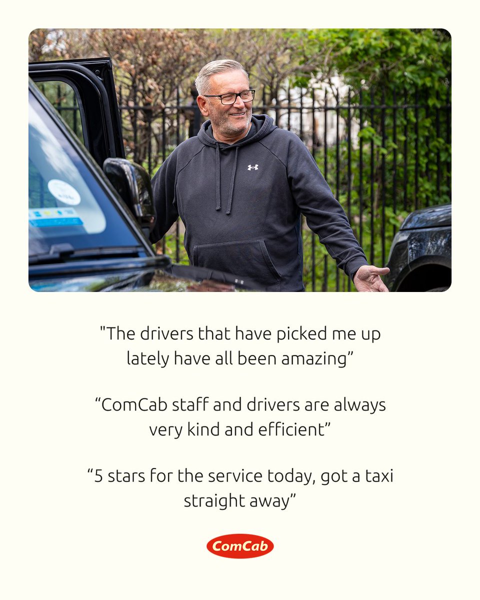 ComCabLondon's tweet photo. Every journey, every customer. We're proud to be London’s trusted choice for taxis. 

#ComCab #CustomerSatisfaction #LondonTaxis #WhyWeDoIt https://t.co/S0BndUJFLS