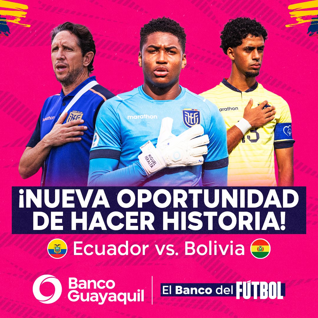 ¡Hoy juega nuestra selección! 🙌 <a href="/LaTri/">La Tri 🇪🇨</a> sub17 va con el corazón en la cancha frente a Bolivia.
¡Confianza total en este gran equipo! 🇪🇨❤️⚽
💥#ElBancoDelFútbol
⌚: 16h00
📺: Directv y DGO