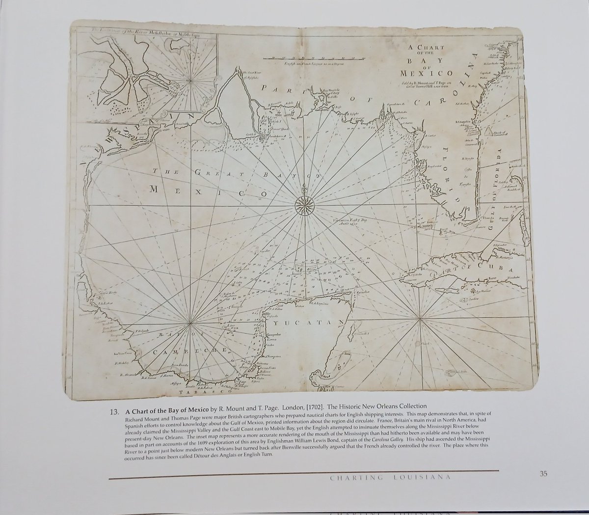 I ordered a book of Louisiana maps for the library's genealogy collection, and I especially appreciate this depiction of "The Great Bay of Mexico" (dated 1702).