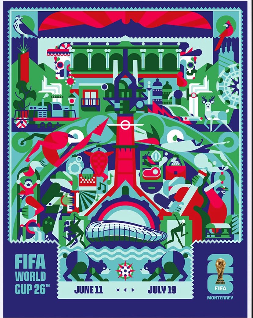 albertolati's tweet image. Listos los pósters para la Copa Mundial 2026 de CdMx, Guadalajara y Monterrey, obra del artista mexicano @cuemanche ¿Opiniones?