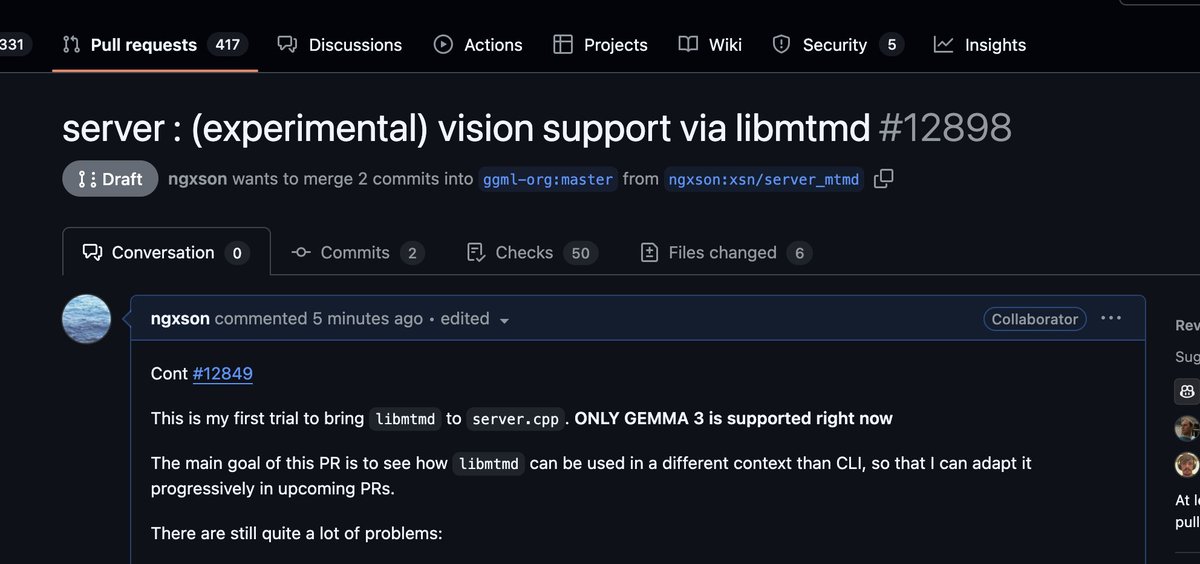 Gemma 3 VISION on llama.cpp server

Still very early WIP, but it works 🔥