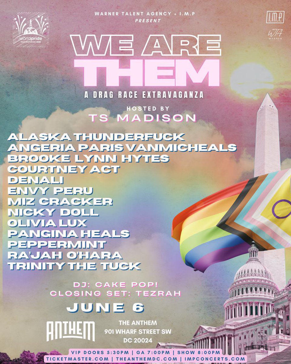 Pangina Heals (@panginaheals) on Twitter photo Washington DC get ready! On June 6th we rise together to celebrate and party for WorldPride ๐
Iโm STOKED to perform at We Are Them: A Drag Race Extravaganza โ with a STAR STUDDED CAST. Letโs pack the house and show the world how bright queer art shines ๐ณ๏ธโ๐ โจ ๐ณ๏ธโโง๏ธ
Tickets: Washington DC get ready! On June 6th we rise together to celebrate and party for WorldPride ๐
Iโm STOKED to perform at We Are Them: A Drag Race Extravaganza โ with a STAR STUDDED CAST. Letโs pack the house and show the world how bright queer art shines ๐ณ๏ธโ๐ โจ ๐ณ๏ธโโง๏ธ
Tickets: