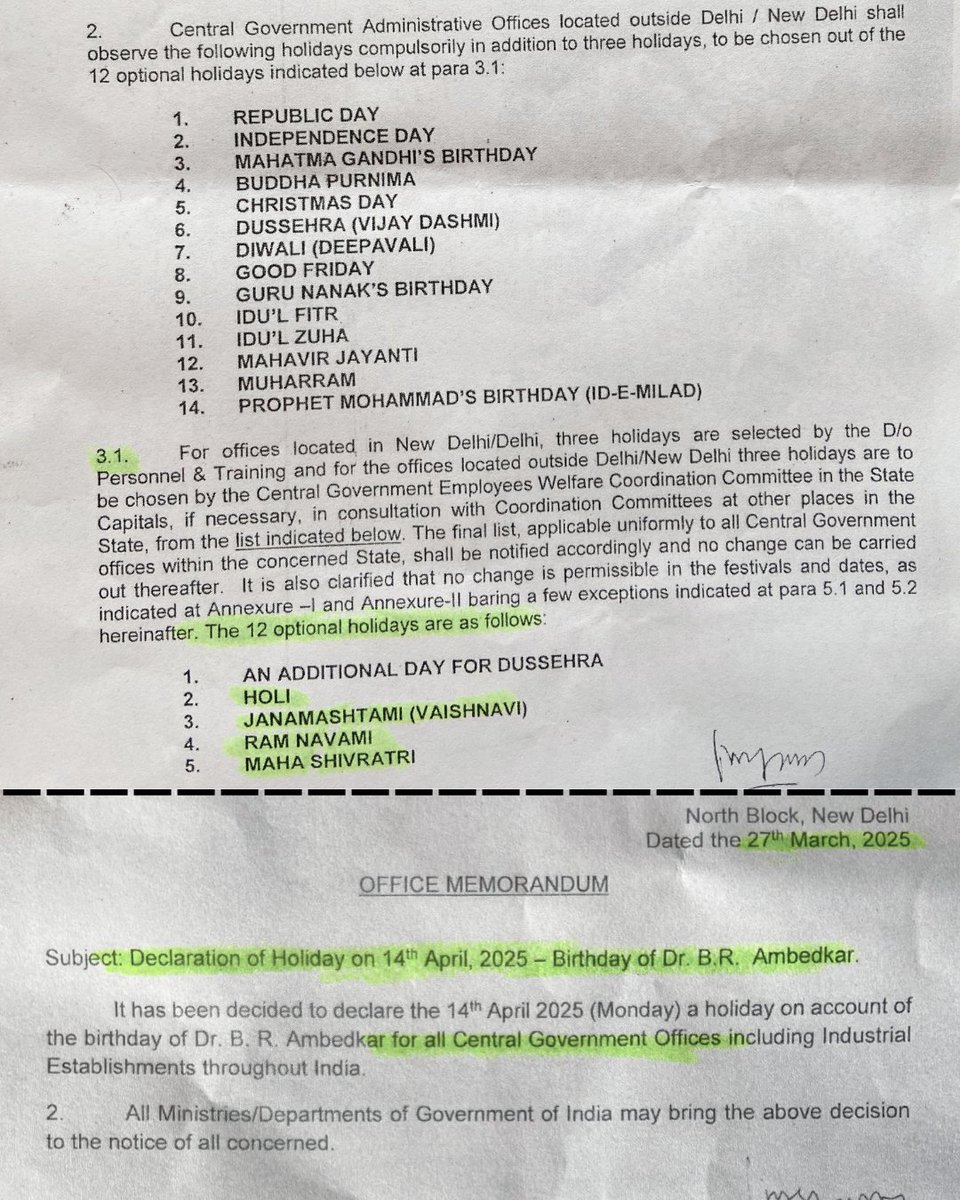 ➤ Ram Navami – Optional Holiday 
➤ Holi– Optional Holiday 
➤ Janamashtami – Optional Holiday 
➤ Maha Shivratri – Optional Holiday  

➤ Ambedkar Jayanti – Mandatory Holiday 

If you are Hindu, you get Optional Holidays, 
But if you are votebank, you get Mandatory Holiday!!