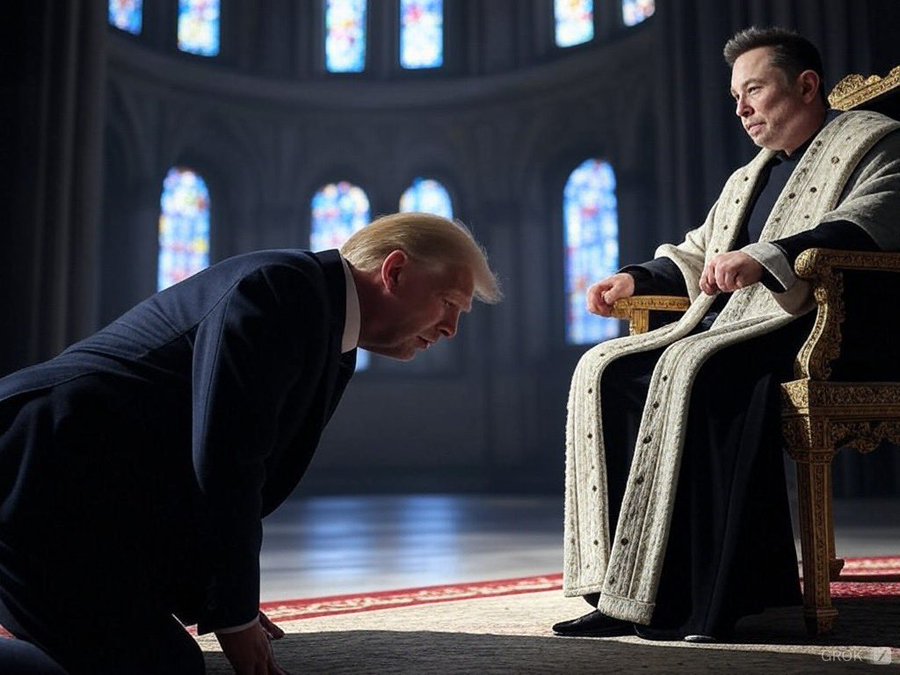 politvidchannel's tweet image. BREAKING: Trump wants to Ban This AI Photo showing him worshiping Elon Musk     

Trump insiders told us, "Trump is disgusted by This AI photo and wants it banned from the internet."