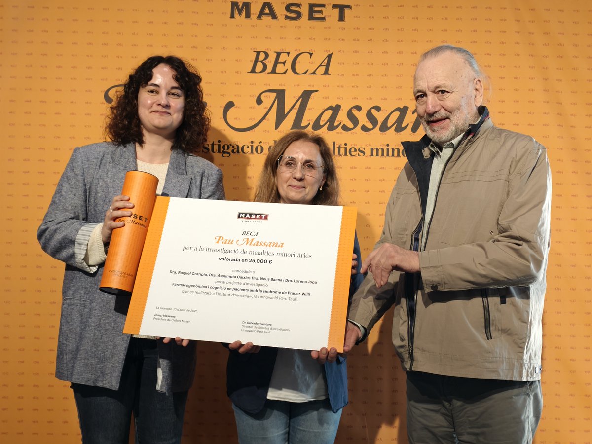 Aquest dijous vam celebrar l'acte d'entrega de la #BecaPauMassana de <a href="/maset/">Maset</a> per a la recerca de malalties minoritàries

🔬 El projecte guanyador d'aquesta edició combina dues línies de recerca per millorar el tractament de la síndrome de #PraderWilli

🔗 tauli.cat/institut/actua…