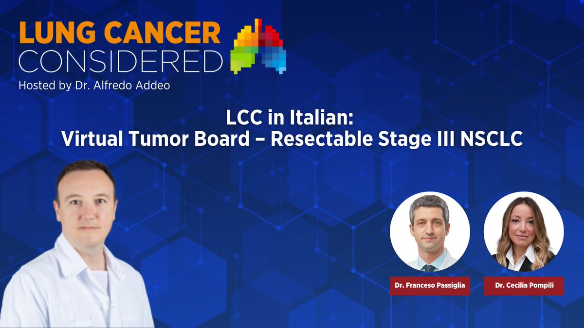 IASLC (@iaslc) on Twitter photo On the new #LungCancerConsidered in Italian, <a href="/Alfdoc2/">Alfredo Addeo MD</a> moderates a conversation with <a href="/PassigliaFra/">Francesco</a> & <a href="/pompili_cecilia/">Cecilia Pompili MD PhD FACS</a>. Tune in as they discuss managing resectable Stage III NSCLC & new treatment options.
🎧 Listen now: bit.ly/ItalianVTB On the new #LungCancerConsidered in Italian, <a href="/Alfdoc2/">Alfredo Addeo MD</a> moderates a conversation with <a href="/PassigliaFra/">Francesco</a> & <a href="/pompili_cecilia/">Cecilia Pompili MD PhD FACS</a>. Tune in as they discuss managing resectable Stage III NSCLC & new treatment options.
🎧 Listen now: bit.ly/ItalianVTB