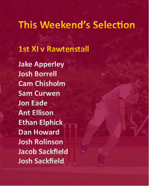 Selection 12th April

Here's how the 1st XI will line up for their pre-season friendly against Rawtenstall tomorrow afternoon.

Starting at 12, don't miss your first chance to catch 2025 overseas Josh Borrell and the rest of the side in action!
