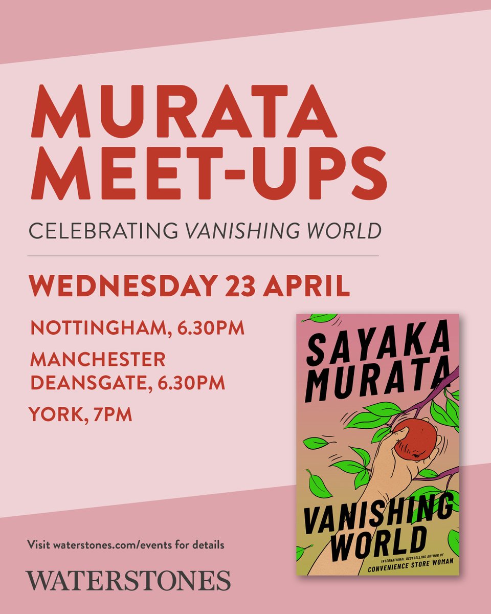 There's still time to book a ticket to one of our VANISHING WORLD release parties on the 23rd April. Click through the links to find out more 🍎

Foyles:
foyles.co.uk/events/murata-…

Waterstones:
waterstones.com/events/search/…