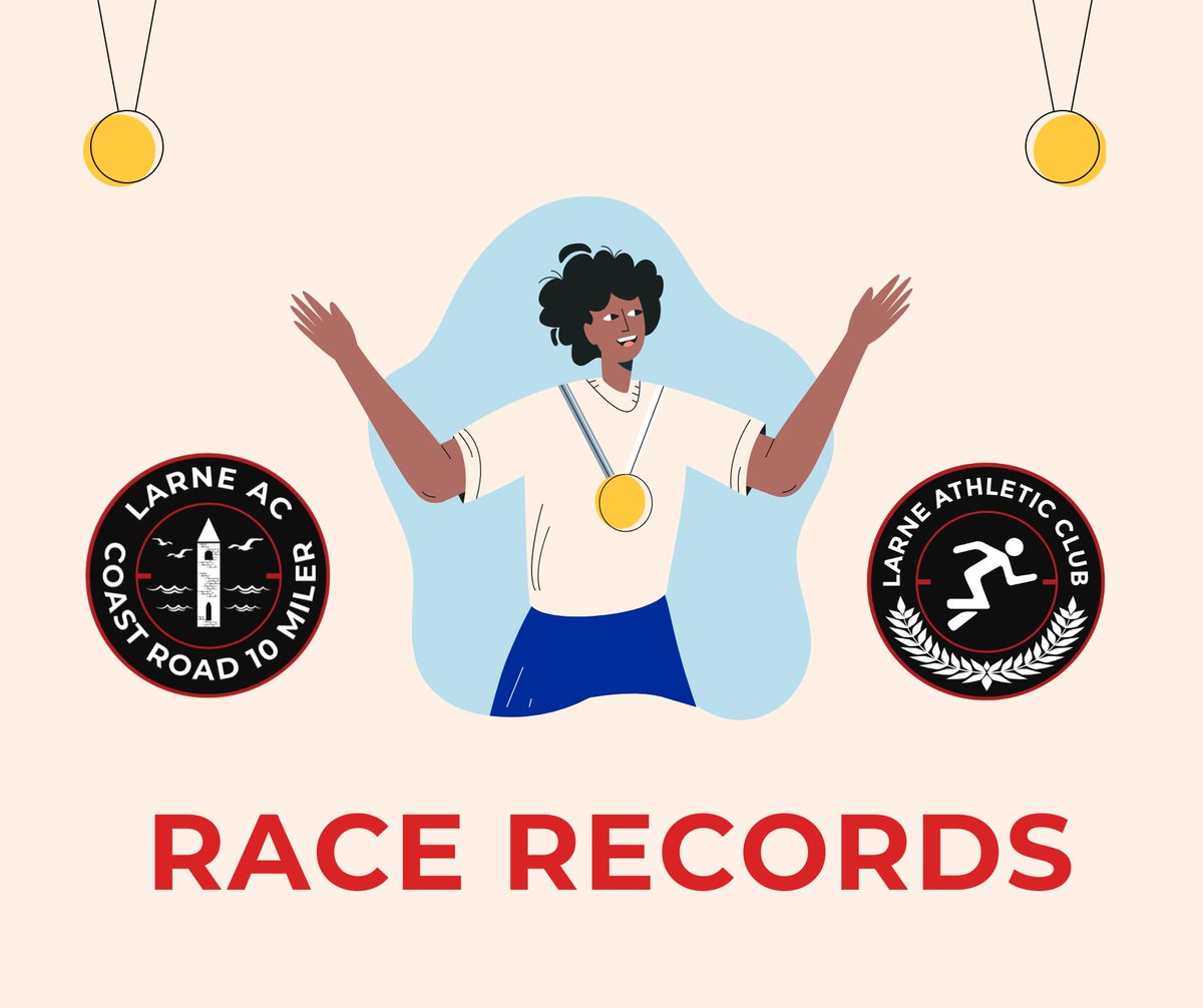 We're looking forward to tomorrow to see you all for the Larne AC Coast Road 10 Miler.

The records for the race M/F:

Male: JP Williamson  51:45. (2023)
Female Sarah Jayne Cooke: 59:25 (2022)

Good luck if you're trying to beat the record at this year's race!

#running