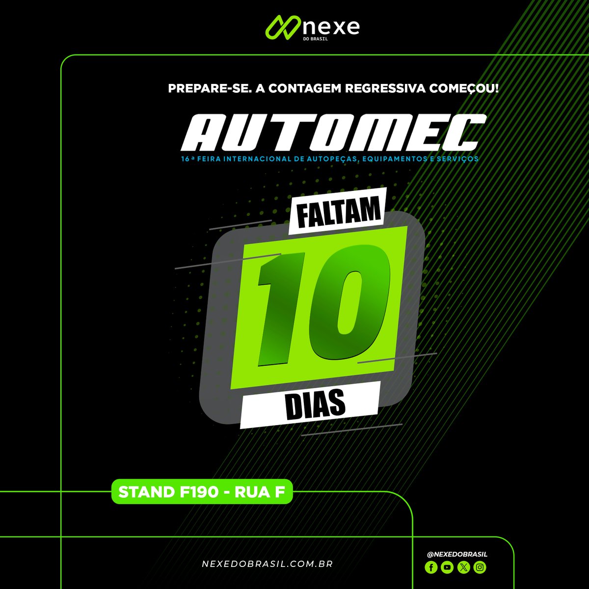 nexedobrasil's tweet image. Contagem regressiva ativada! 👊🏼
Faltam apenas 10 dias para a Automec 2025 — o maior evento da indústria automotiva da América Latina!
Estamos preparando muitas novidades e queremos te encontrar por lá. Nos vemos lá? ⚙💚

#Automec2025 #SetorAutomotivo #NexeDoBrasil
