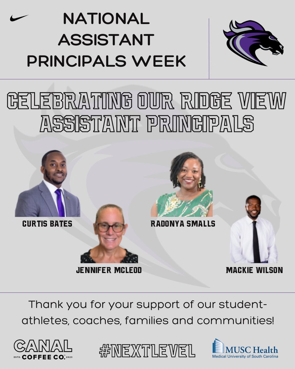 Huge shoutout to our #NextLevel Assistant Principals here at <a href="/rvhs/">Ridge View High School: A Med Pro Magnet</a>.

We couldn't ask for a more hard-working and supporting crew.  Happy National Assistant Principals Week!

You are all truly #NextLevel